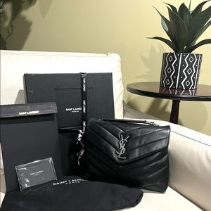 YSL Loulou Small Matelasse Black | Silver Flap Bag